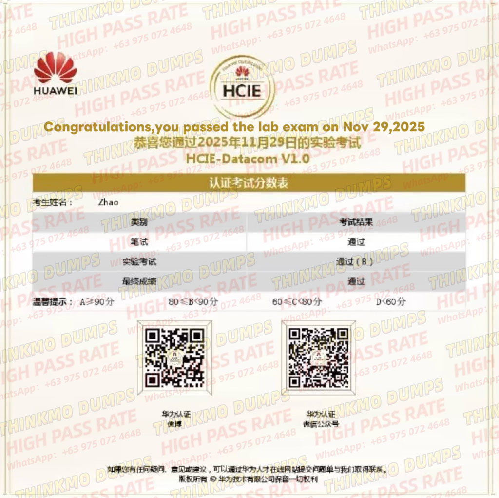 ThinkMo Dumps : Dec HCIE-Datacom Pass Ra